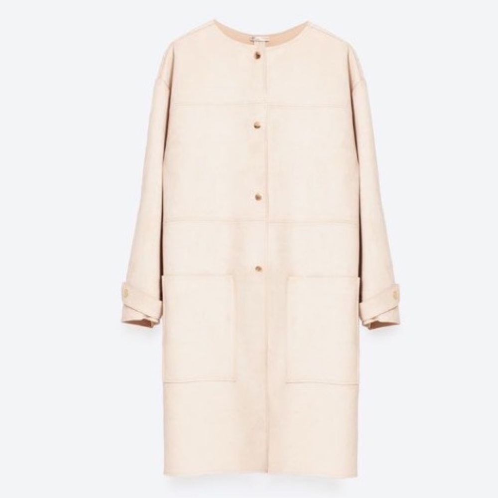 Zara Faux Suede Jacket Trench - Picture 4 of 10